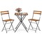 Acacia Wood Folding Patio Bistro Set with 2 Chairs, Metal Frame and Space-Saving Design